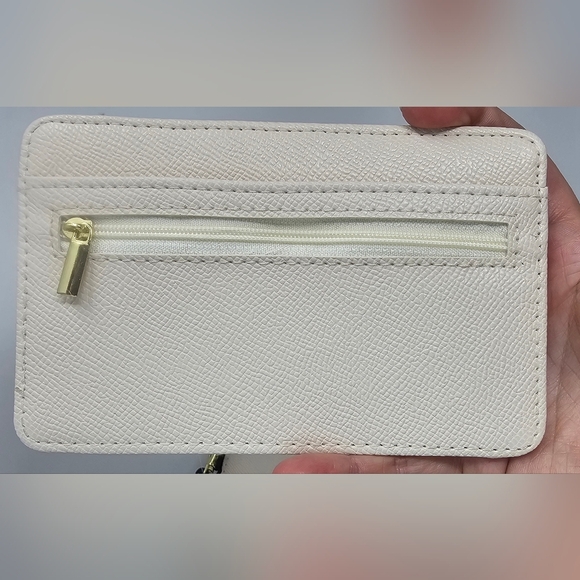 London Fog Sarina Wristlet Cream Caviar Embossed Zip-around Wallet Card Insert - Picture 7 of 12